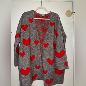 Vigoss Gray and Red Heart Cardigan